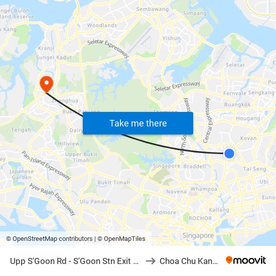 Upp S'Goon Rd - S'Goon Stn Exit A/Blk 413 (62139) to Choa Chu Kang Stadium map