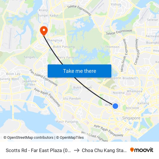 Scotts Rd - Far East Plaza (09219) to Choa Chu Kang Stadium map