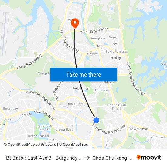 Bt Batok East Ave 3 - Burgundy Hill (42319) to Choa Chu Kang Stadium map