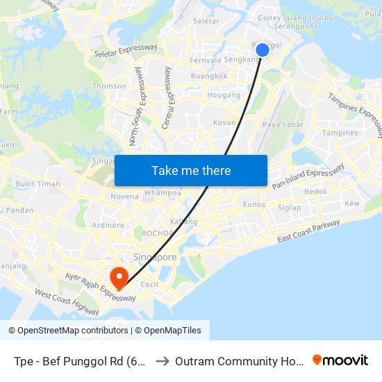 Tpe -  Bef Punggol Rd (65191) to Outram Community Hospital map