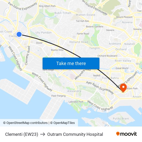 Clementi (EW23) to Outram Community Hospital map