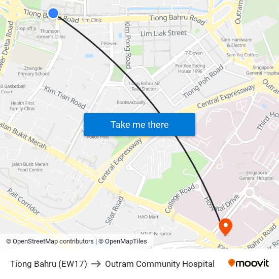 Tiong Bahru (EW17) to Outram Community Hospital map