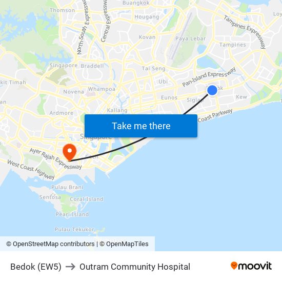 Bedok (EW5) to Outram Community Hospital map