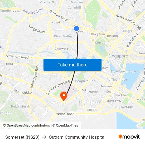 Somerset (NS23) to Outram Community Hospital map