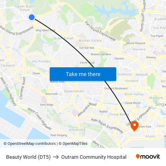 Beauty World (DT5) to Outram Community Hospital map