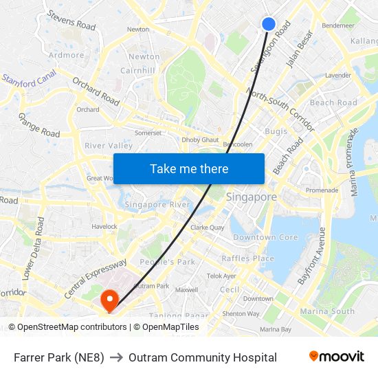 Farrer Park (NE8) to Outram Community Hospital map