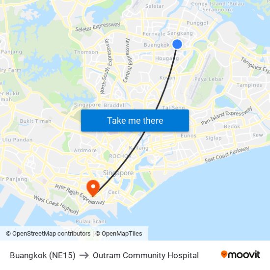 Buangkok (NE15) to Outram Community Hospital map