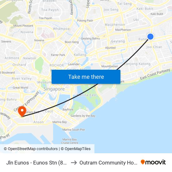 Jln Eunos - Eunos Stn (83101) to Outram Community Hospital map