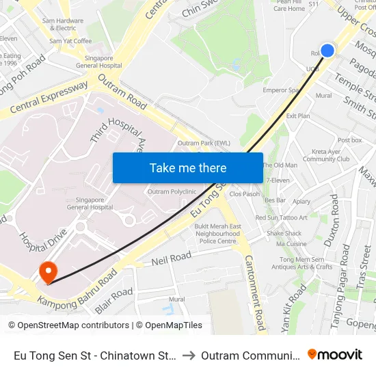 Eu Tong Sen St - Chinatown Stn Exit C (05013) to Outram Community Hospital map