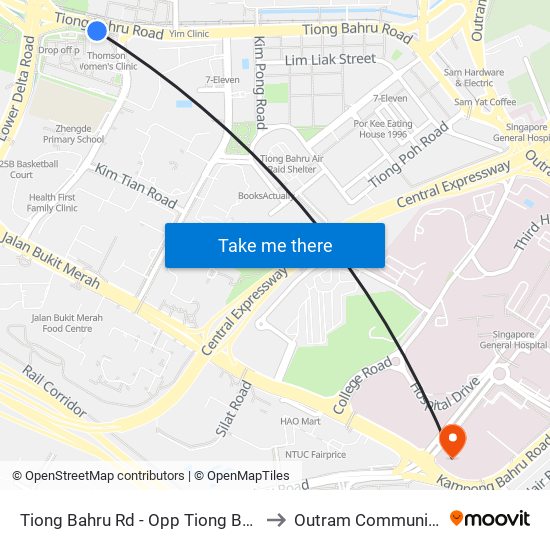 Tiong Bahru Rd - Opp Tiong Bahru Stn (10161) to Outram Community Hospital map