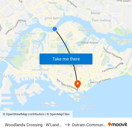 Woodlands Crossing - W'Lands Checkpt (46109) to Outram Community Hospital map