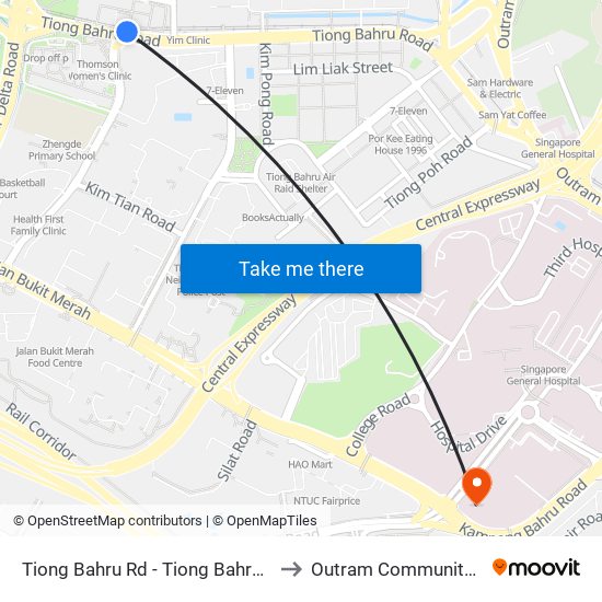 Tiong Bahru Rd - Tiong Bahru Stn (10169) to Outram Community Hospital map