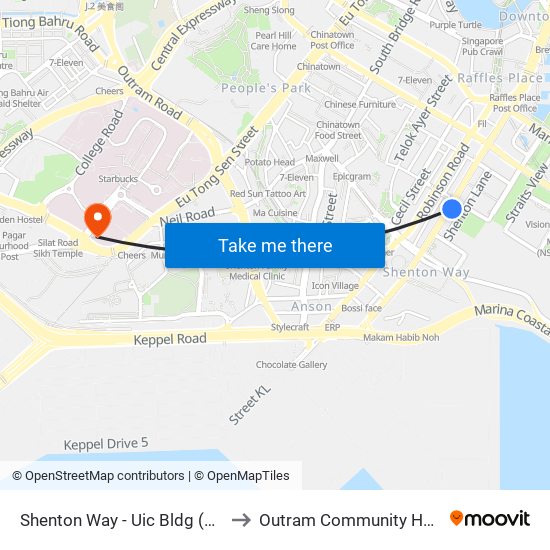 Shenton Way - Uic Bldg (03129) to Outram Community Hospital map