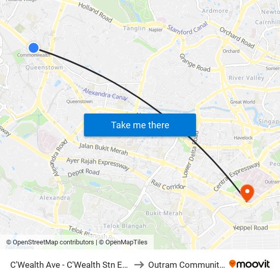 C'Wealth Ave - C'Wealth Stn Exit B/C (11169) to Outram Community Hospital map