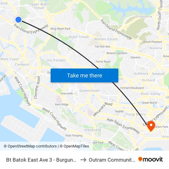 Bt Batok East Ave 3 - Burgundy Hill (42319) to Outram Community Hospital map