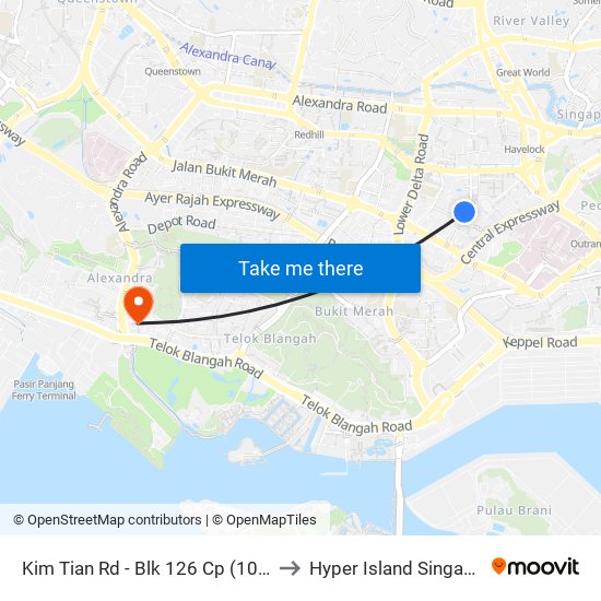 Kim Tian Rd - Blk 126 Cp (10121) to Hyper Island Singapore map