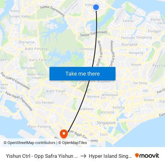 Yishun Ctrl - Opp Safra Yishun (59701) to Hyper Island Singapore map