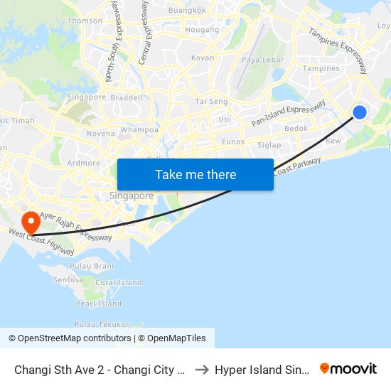 Changi Sth Ave 2 - Changi City Pt (96381) to Hyper Island Singapore map