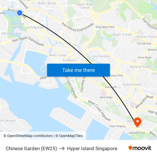 Chinese Garden (EW25) to Hyper Island Singapore map