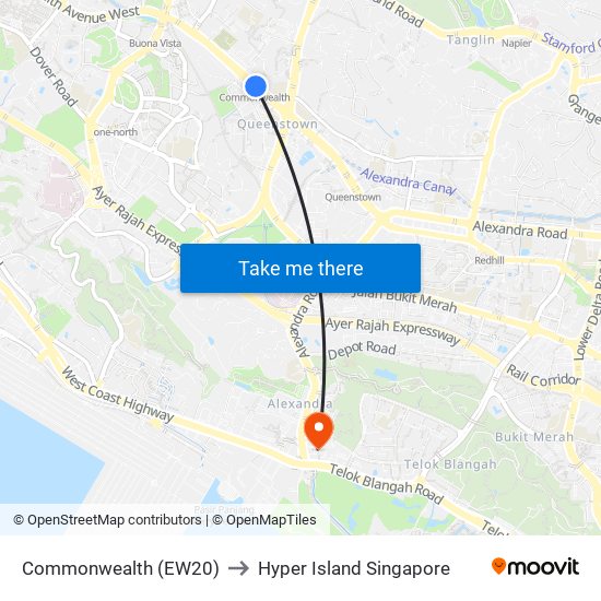 Commonwealth (EW20) to Hyper Island Singapore map