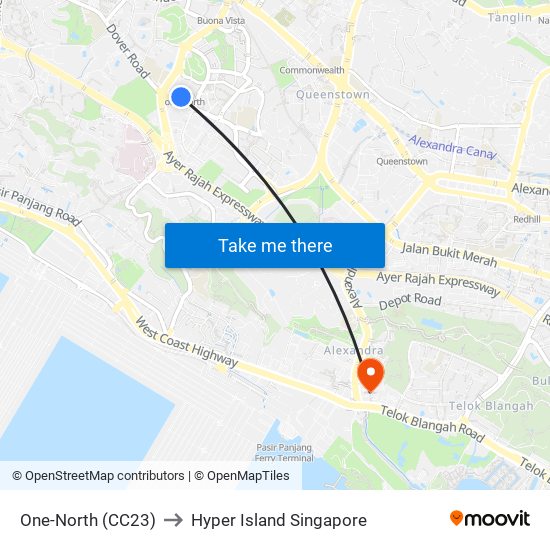 One-North (CC23) to Hyper Island Singapore map