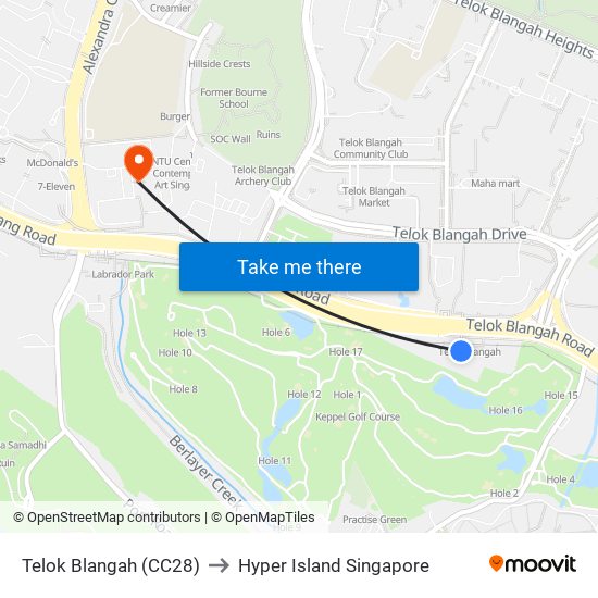 Telok Blangah (CC28) to Hyper Island Singapore map