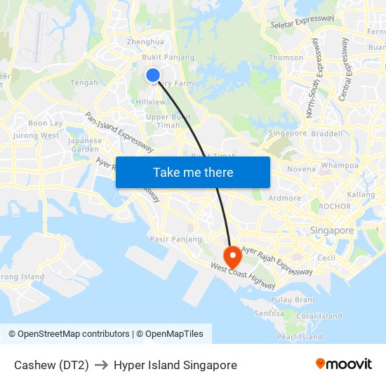 Cashew (DT2) to Hyper Island Singapore map