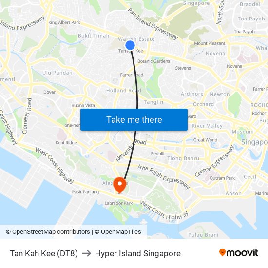 Tan Kah Kee (DT8) to Hyper Island Singapore map