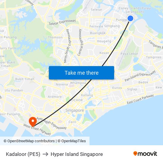 Kadaloor (PE5) to Hyper Island Singapore map