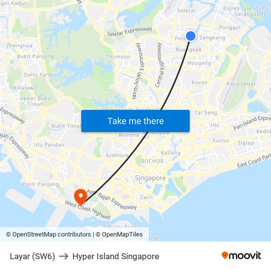 Layar (SW6) to Hyper Island Singapore map