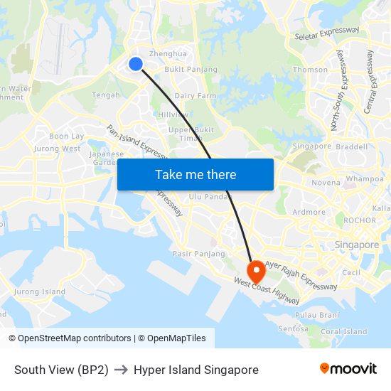 South View (BP2) to Hyper Island Singapore map