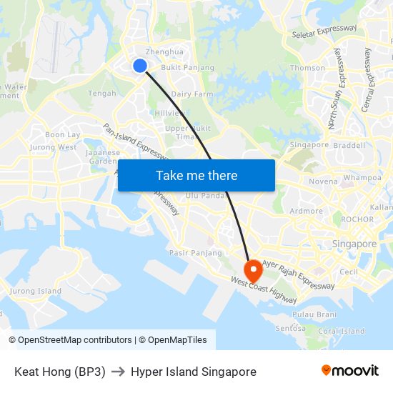 Keat Hong (BP3) to Hyper Island Singapore map