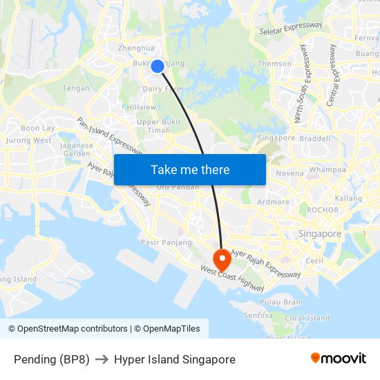 Pending (BP8) to Hyper Island Singapore map