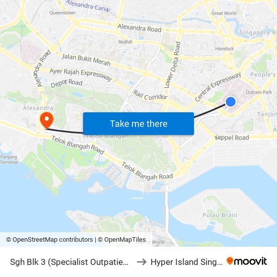 Sgh Blk 3 (Specialist Outpatient Clinics) to Hyper Island Singapore map