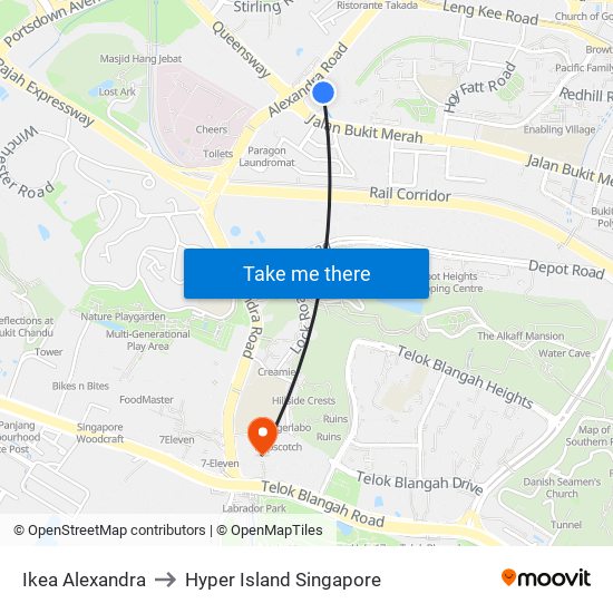 Ikea Alexandra to Hyper Island Singapore map