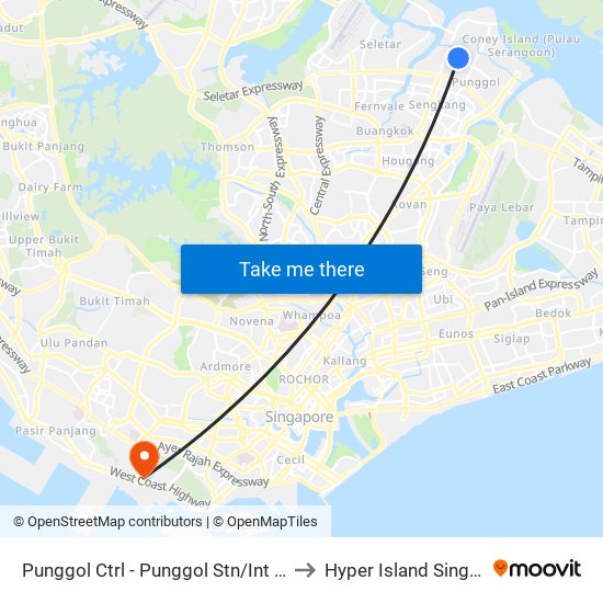 Punggol Ctrl - Punggol Stn/Int (65259) to Hyper Island Singapore map