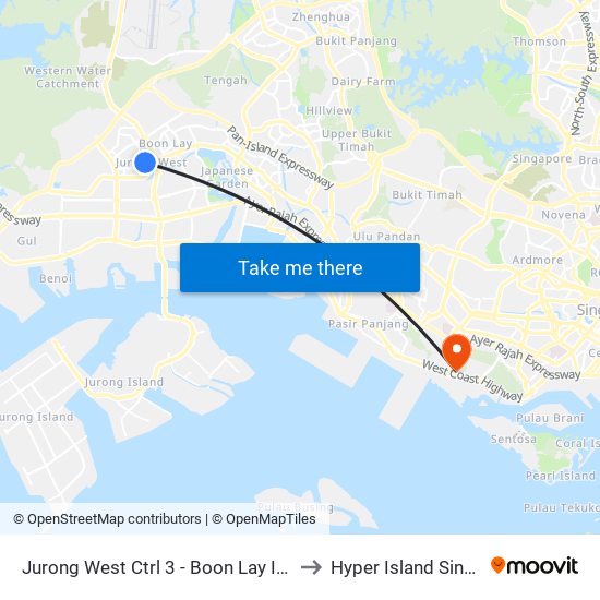 Jurong West Ctrl 3 - Boon Lay Int (22009) to Hyper Island Singapore map