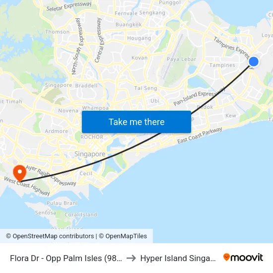 Flora Dr - Opp Palm Isles (98291) to Hyper Island Singapore map