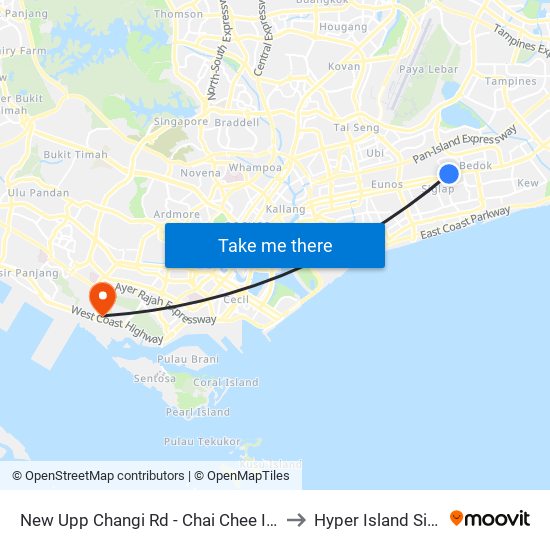 New Upp Changi Rd - Chai Chee Ind Pk (84011) to Hyper Island Singapore map