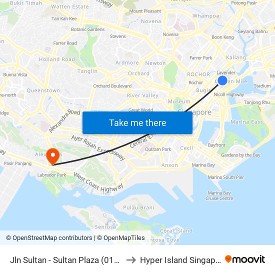 Jln Sultan - Sultan Plaza (01239) to Hyper Island Singapore map