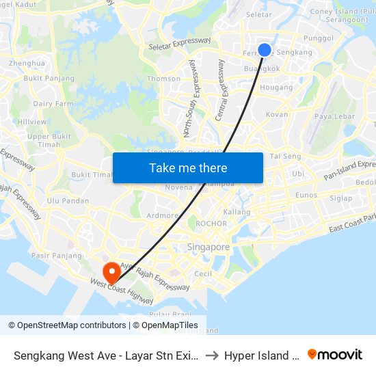 Sengkang West Ave - Layar Stn Exit A/Blk 417a (67479) to Hyper Island Singapore map