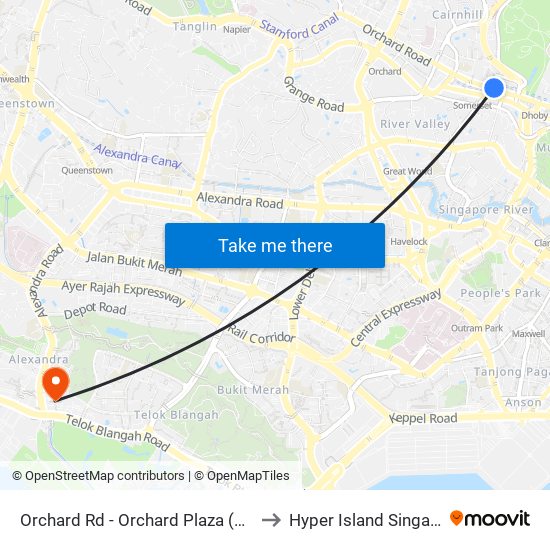Orchard Rd - Orchard Plaza (08137) to Hyper Island Singapore map