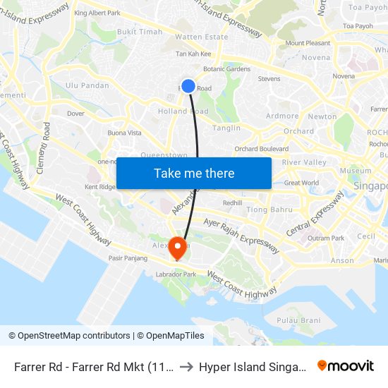 Farrer Rd - Farrer Rd Mkt (11101) to Hyper Island Singapore map
