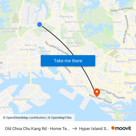 Old Choa Chu Kang Rd - Home Team Acad (30049) to Hyper Island Singapore map