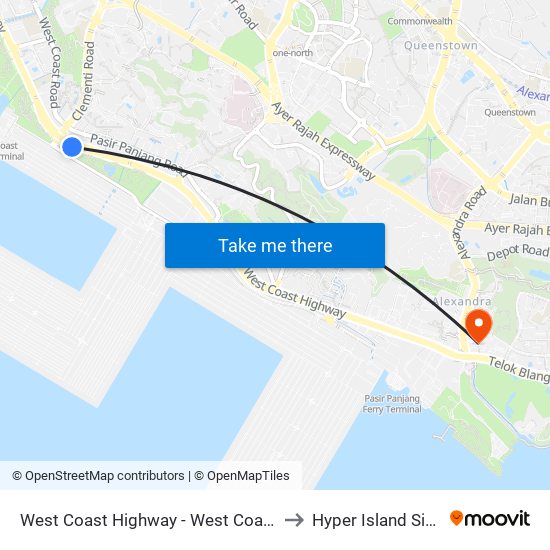 West Coast Highway - West Coast Pk (17291) to Hyper Island Singapore map