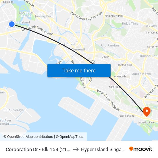 Corporation Dr - Blk 158 (21561) to Hyper Island Singapore map