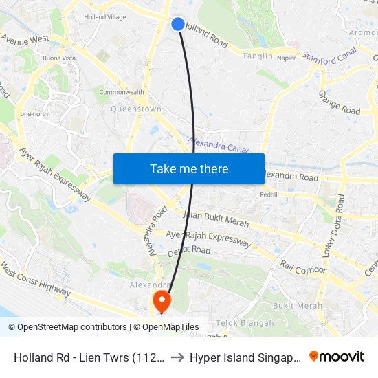Holland Rd - Lien Twrs (11221) to Hyper Island Singapore map