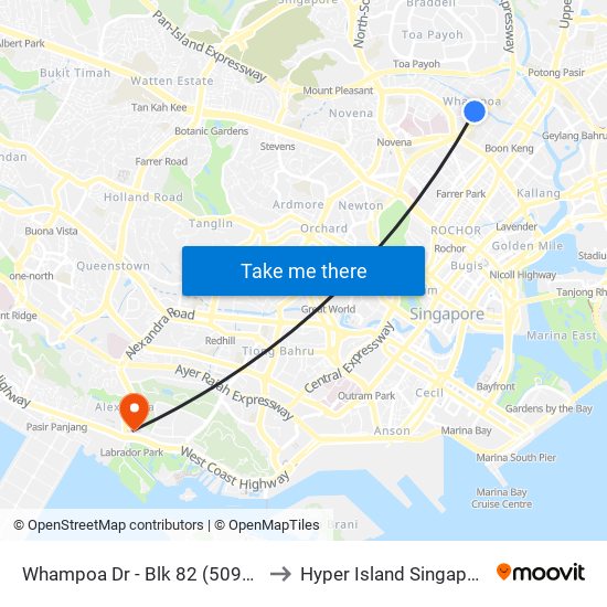 Whampoa Dr - Blk 82 (50991) to Hyper Island Singapore map
