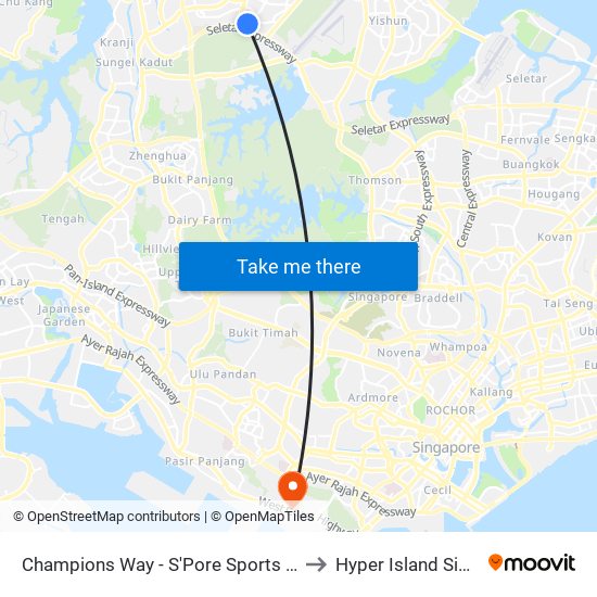 Champions Way - S'Pore Sports Sch (58449) to Hyper Island Singapore map