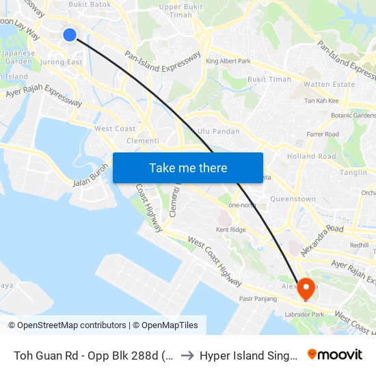 Toh Guan Rd - Opp Blk 288d (28631) to Hyper Island Singapore map